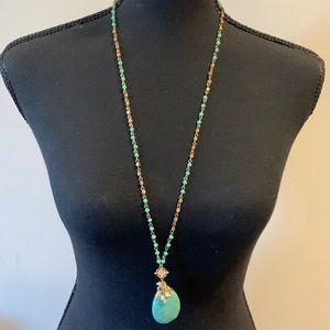 🌺Long Gold and Turquoise Necklace